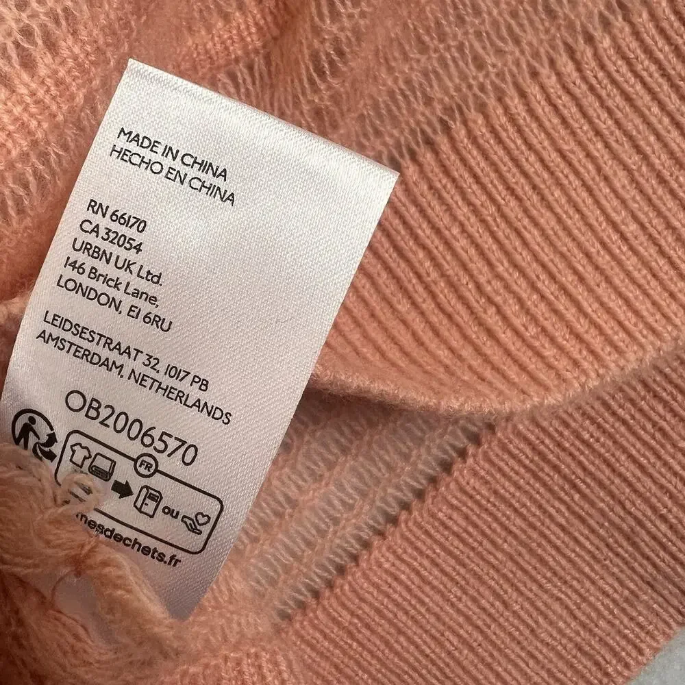 Pilcro Stitched Cashmere Sweater Women's Small Peachy Pink Crop Boxy